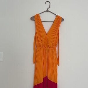 Express Vibrant Orange and Pink Backless Dress